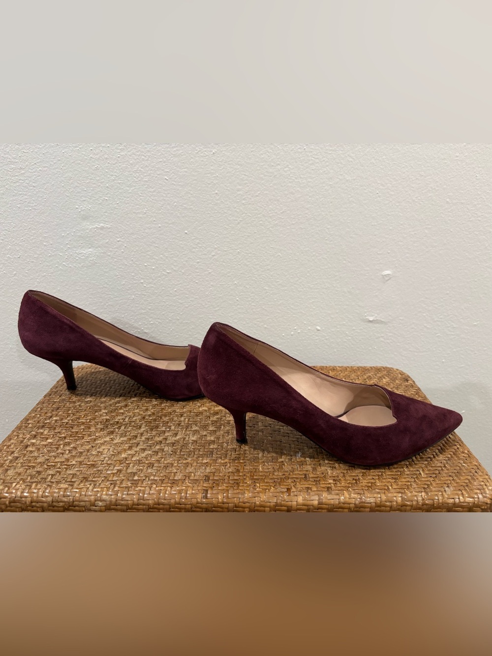 Kurt Geiger Pointed Suede Pumps in Burgundy
